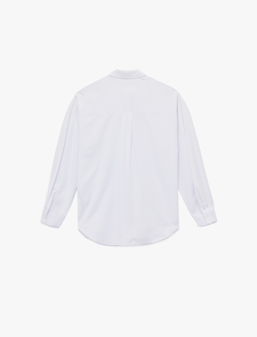   Regular Fit Pile Detaylı Uzun Kollu Poplin Gömlek