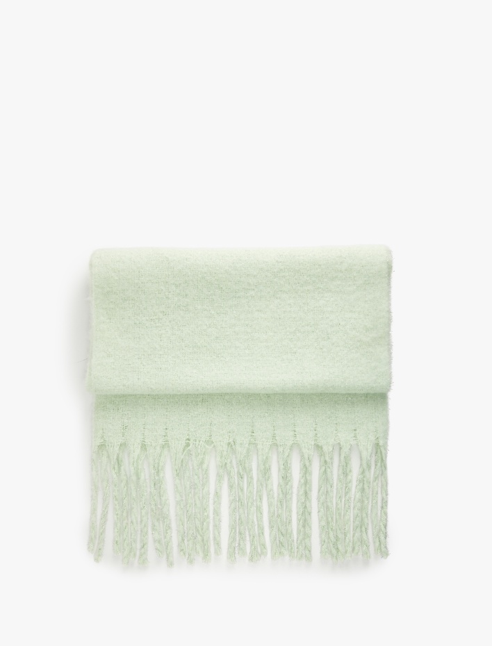 Kadın Sim Detaylı Püsküllü Uzun Atkı