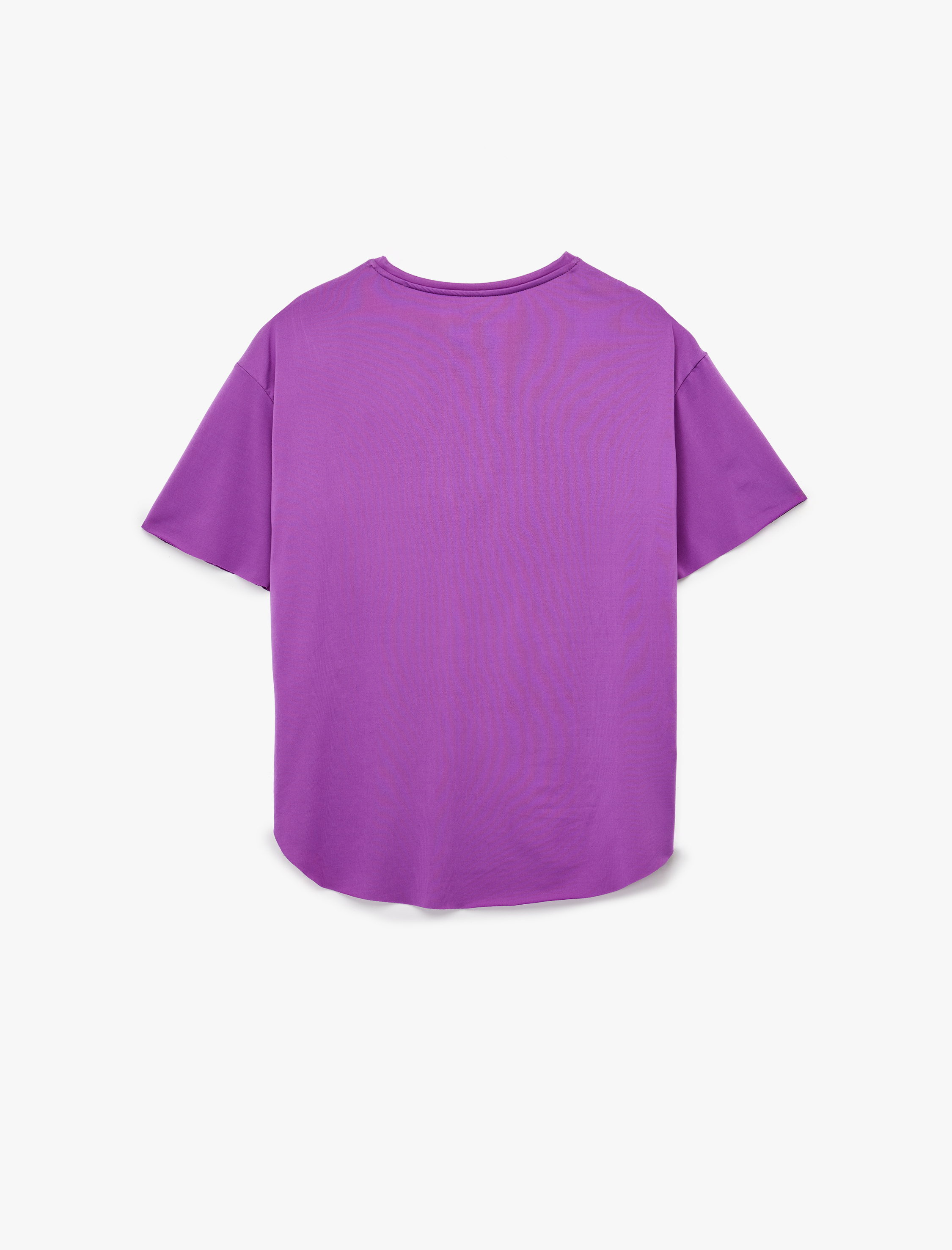   Rahat Kalıp Yırtmaçlı Baskılı Bisiklet Yaka Kısa Kollu Spor Tişört