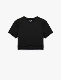 Slim Fit Kısa Kollu Bisiklet Yaka Lastik Detaylı Spor Tişört