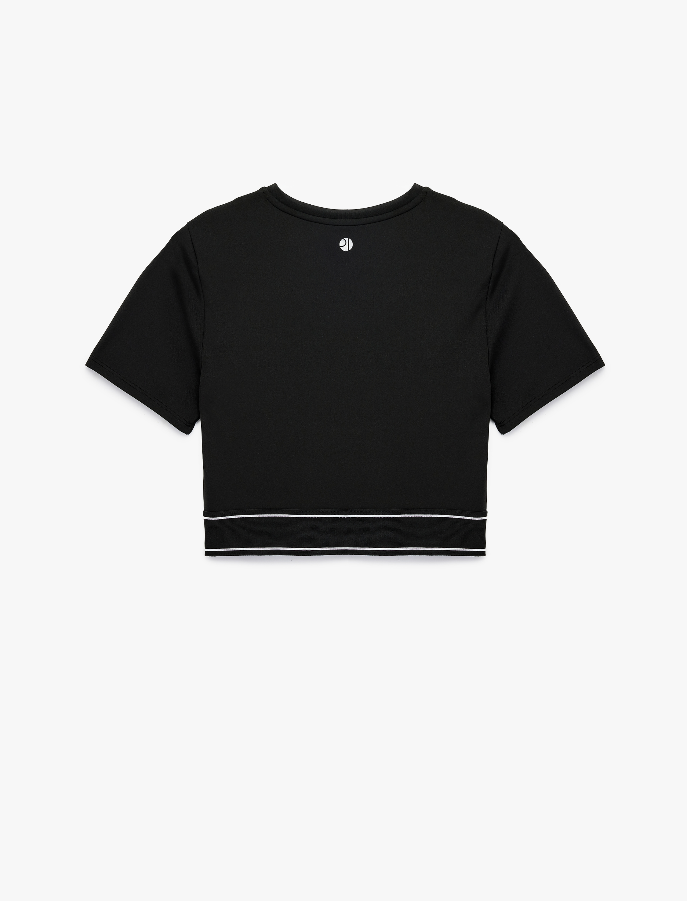 Slim Fit Kısa Kollu Bisiklet Yaka Lastik Detaylı Crop Spor Tişört