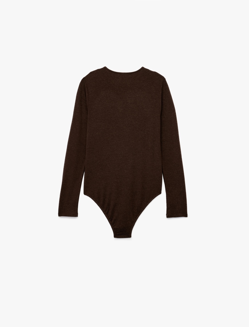   Koyun Yünü Karışımlı Slim Fit Uzun Kollu Bisiklet Yaka Bodysuit