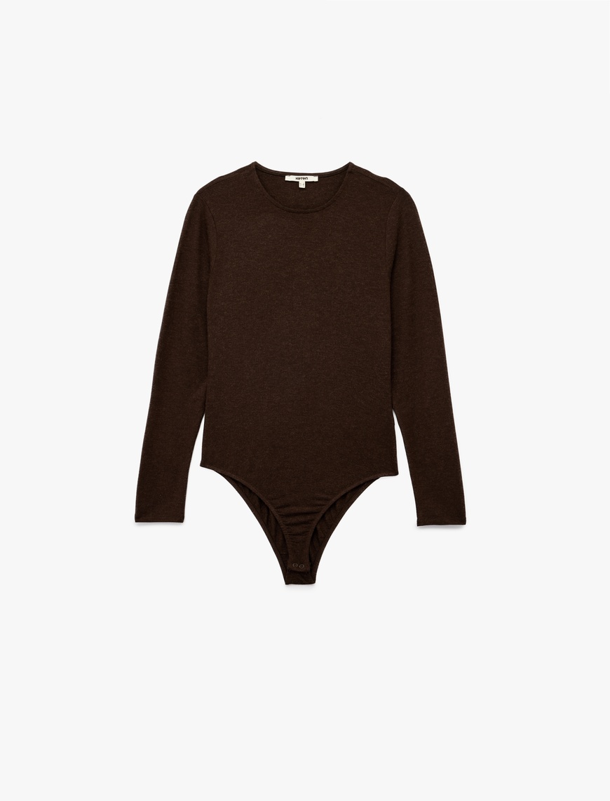   Koyun Yünü Karışımlı Slim Fit Uzun Kollu Bisiklet Yaka Bodysuit
