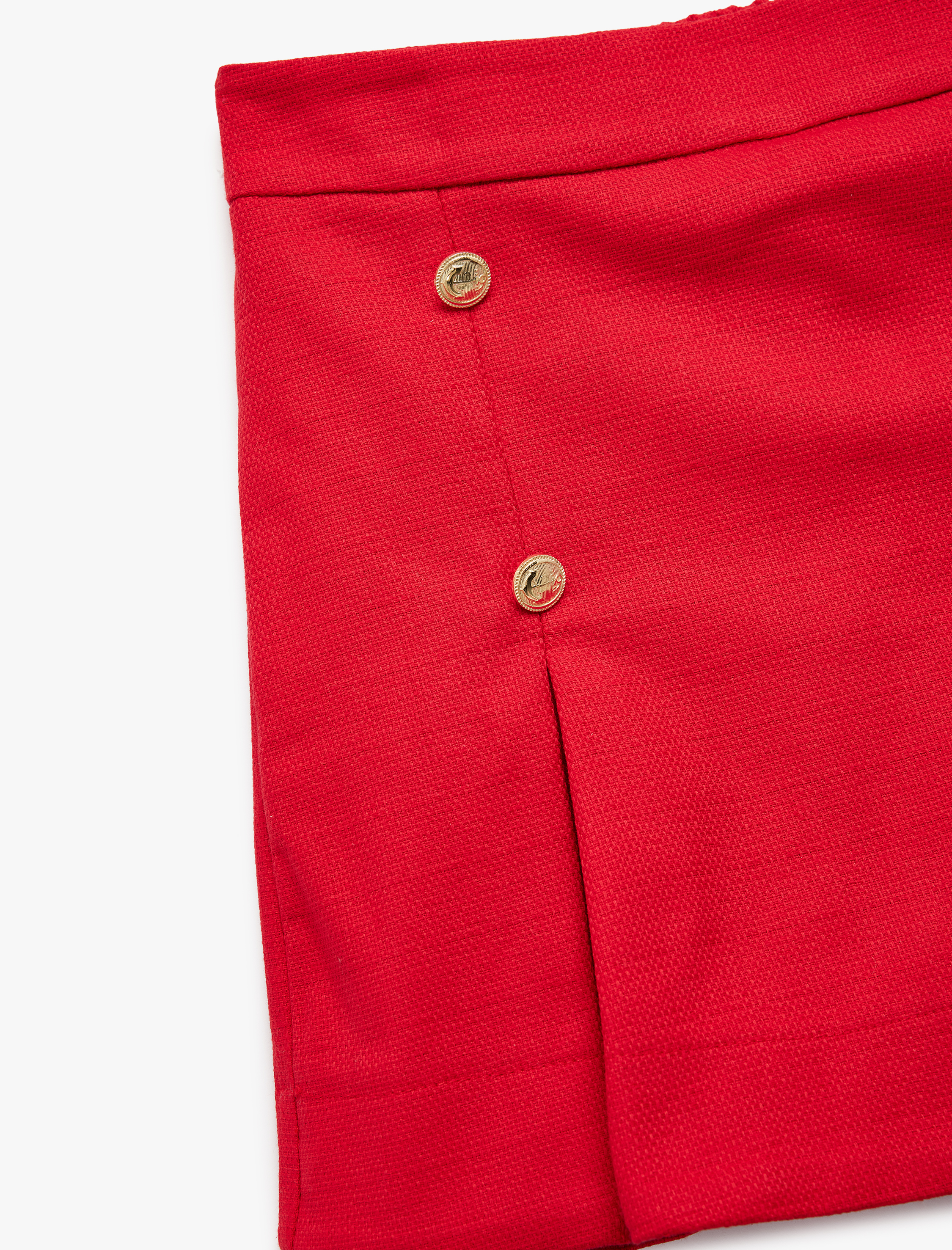  Kız Çocuk Düğme Detaylı Pamuklu Tüvit Yüksek Bel Şort Etek