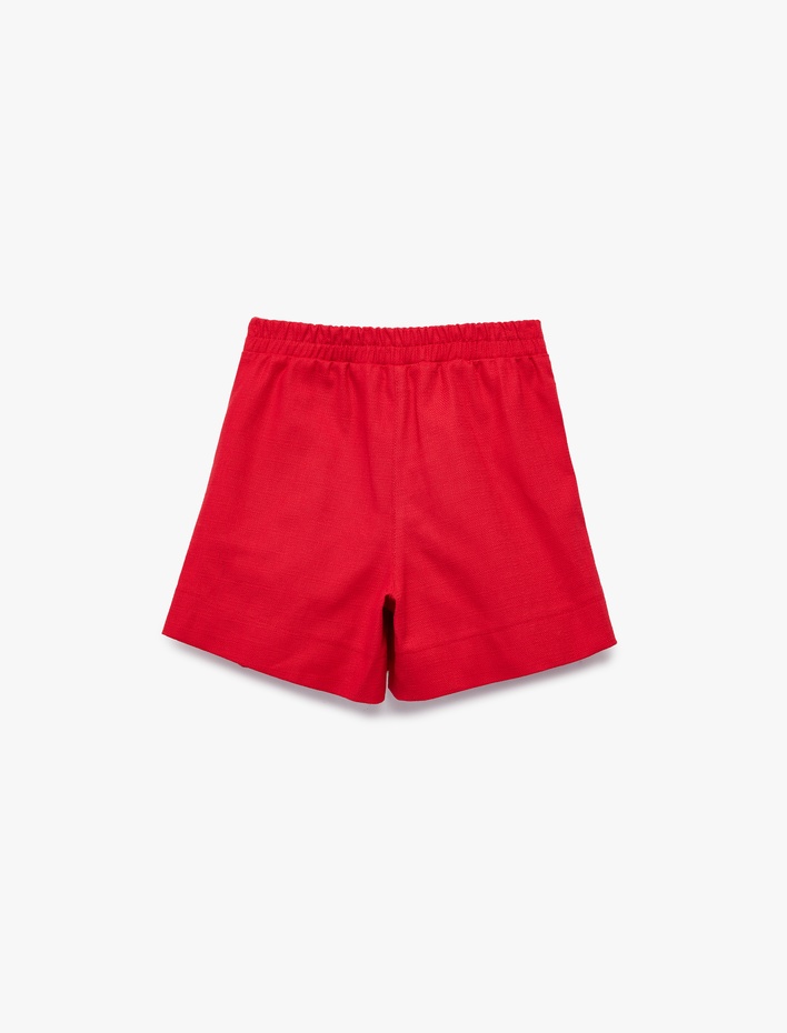 Kız Çocuk Düğme Detaylı Pamuklu Tüvit Yüksek Bel Şort Etek