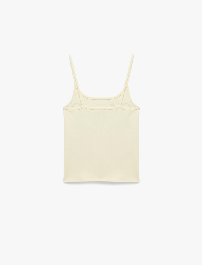  Pamuklu İp Askılı Hawaii Baskılı Slim Fit Bluz