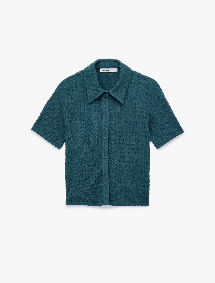  Bürümcük Kumaş Slim Fit Kısa Kollu Gömlek