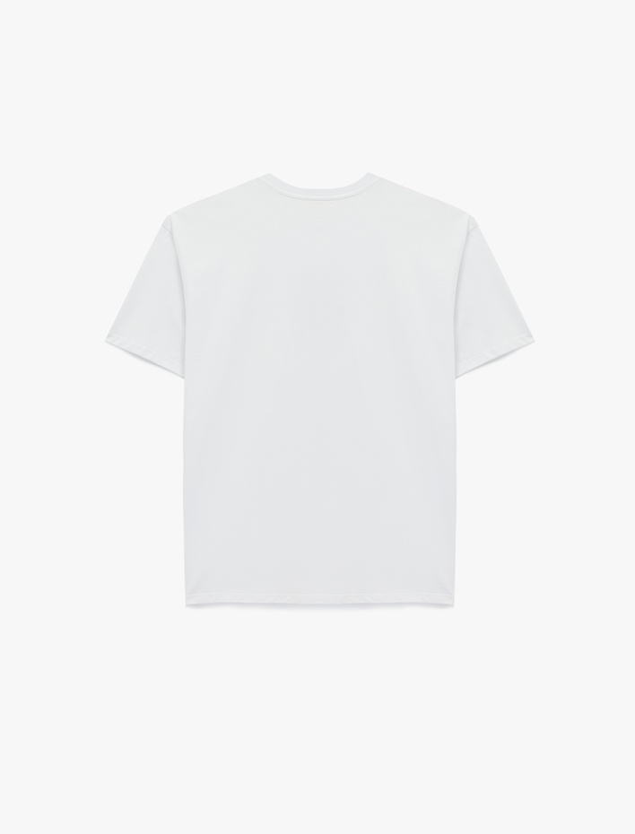  Leopar Yıldız Baskılı Rahat Kalıp Kısa Kollu Bisiklet Yaka Pamuklu Tişört