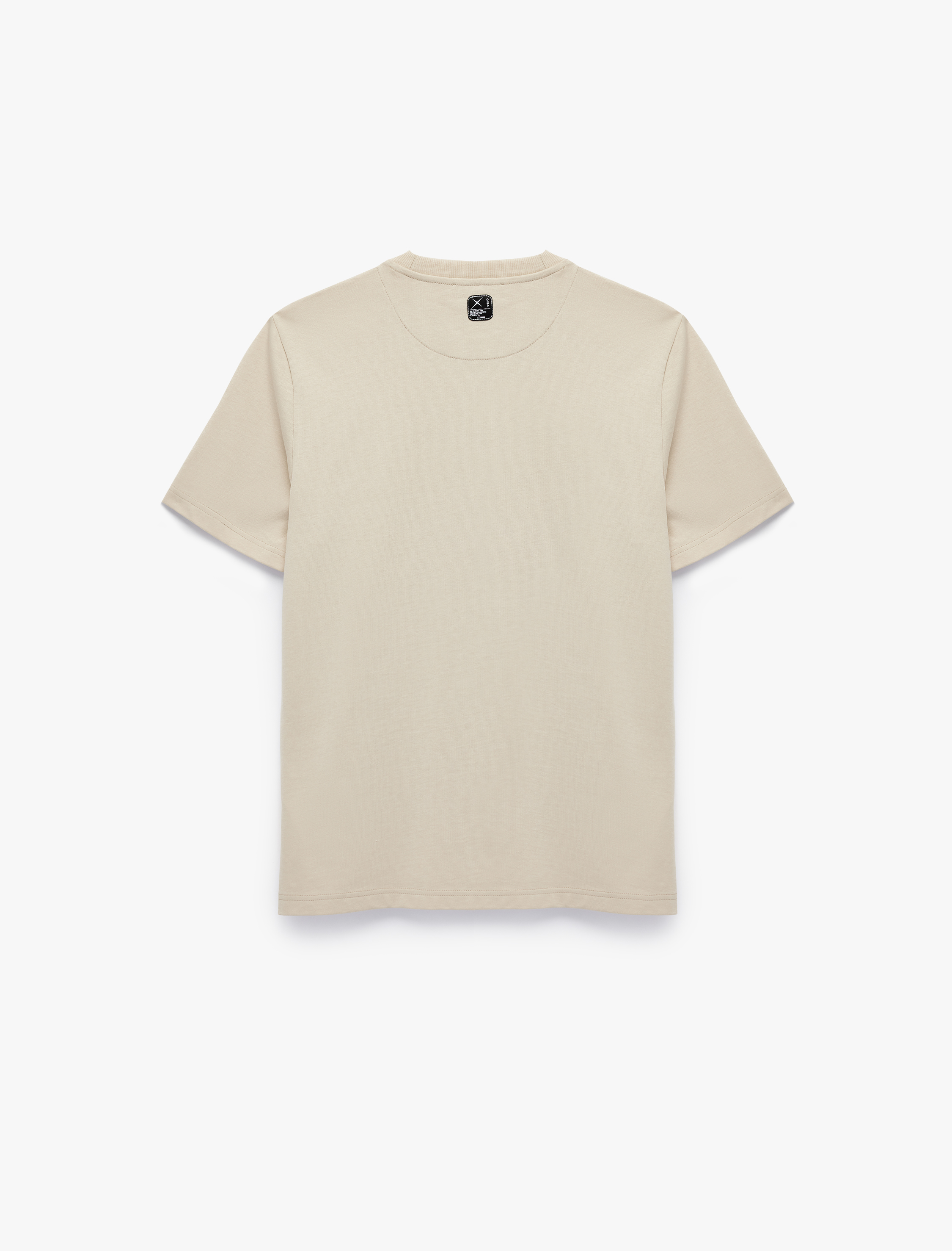   Regular Fit Kısa Kollu Bisiklet Yaka Etiket Detaylı Pamuklu Baskılı Tişört