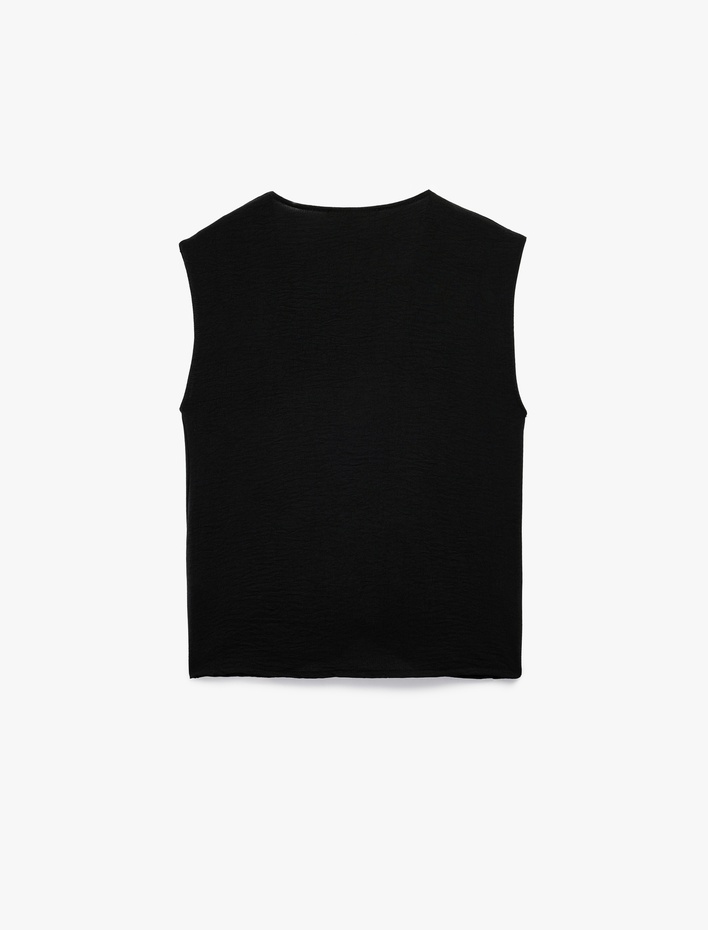  Aerobin Kumaş Kruvaze Kolsuz Bluz