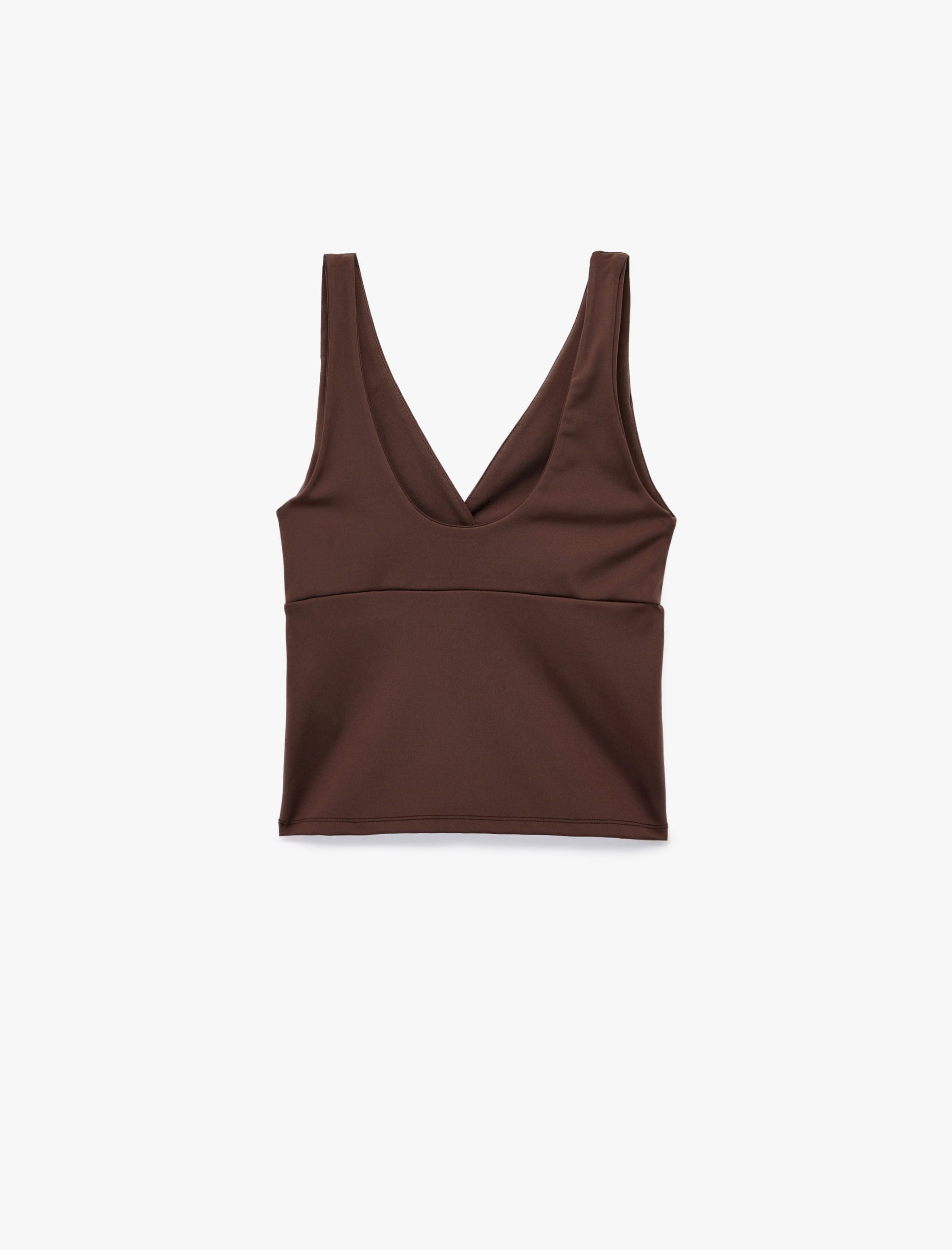   Slim Fit İnterlok Kolsuz V Yaka Spor Bluz