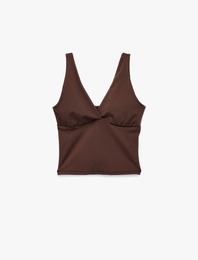 Slim Fit İnterlok Kolsuz V Yaka Spor Bluz