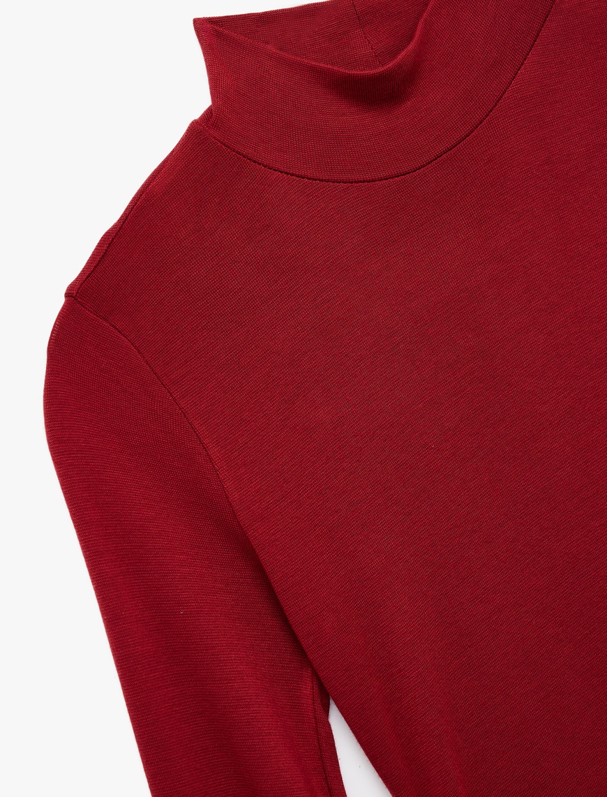   Viskon Kumaş Slim Fit Uzun Kollu Dik Yaka Bodysuit
