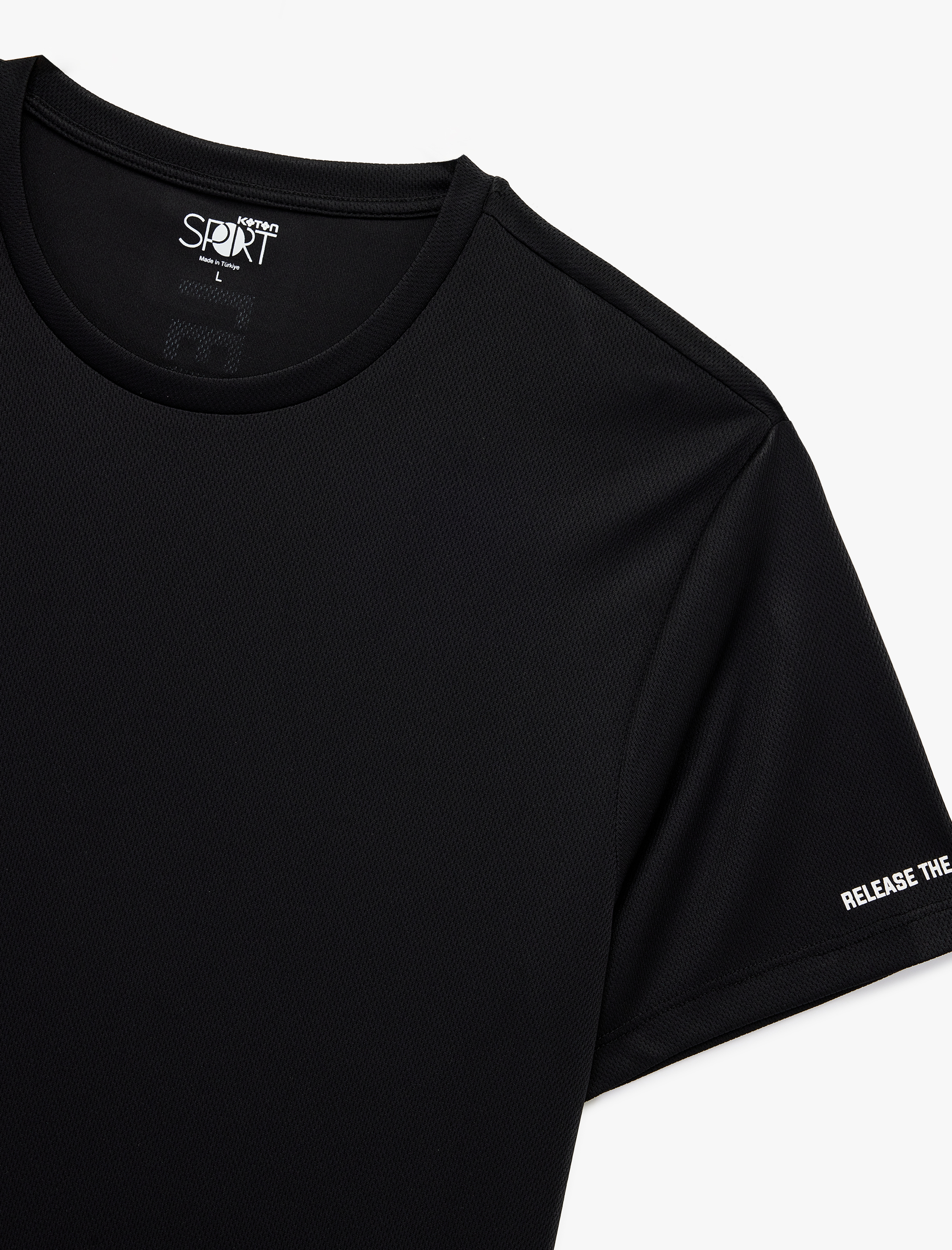   Rahat Kesim Kısa Kollu Bisiklet Yaka Arkası Baskılı Spor Tişört