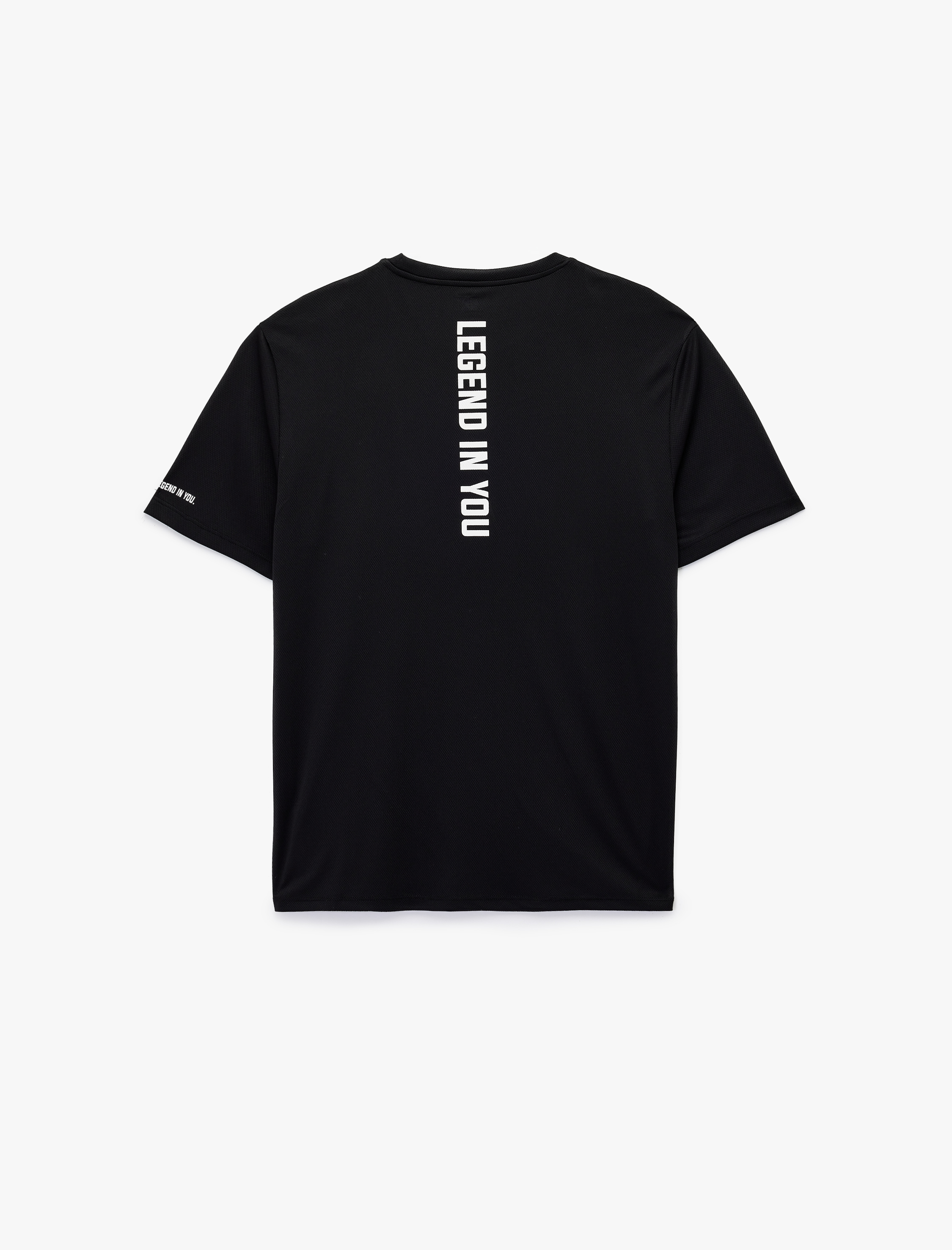   Rahat Kesim Kısa Kollu Bisiklet Yaka Arkası Baskılı Spor Tişört