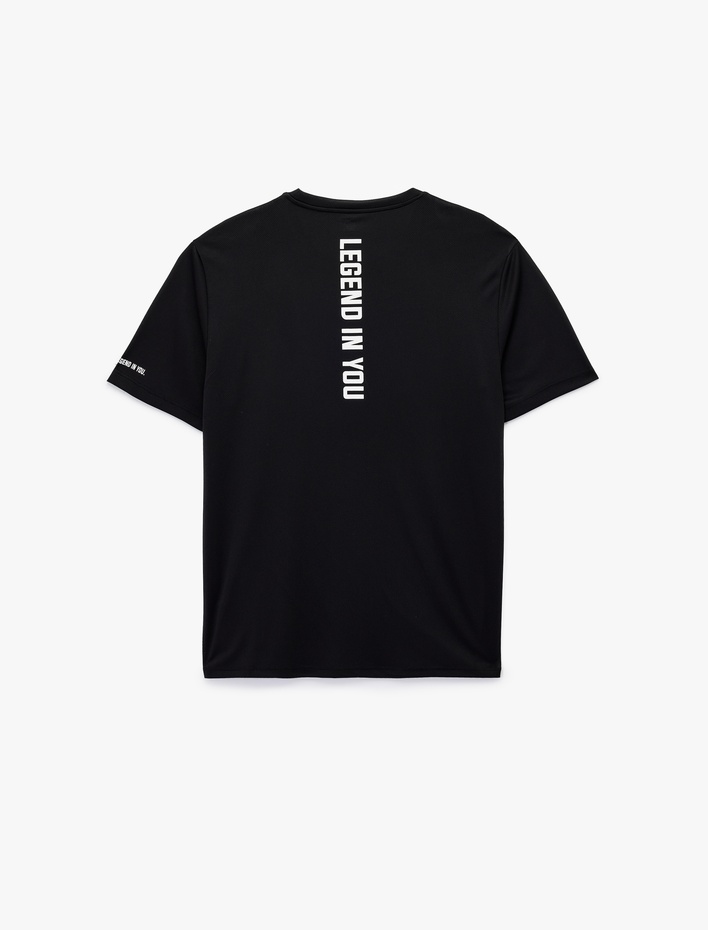  Rahat Kesim Kısa Kollu Bisiklet Yaka Arkası Baskılı Spor Tişört