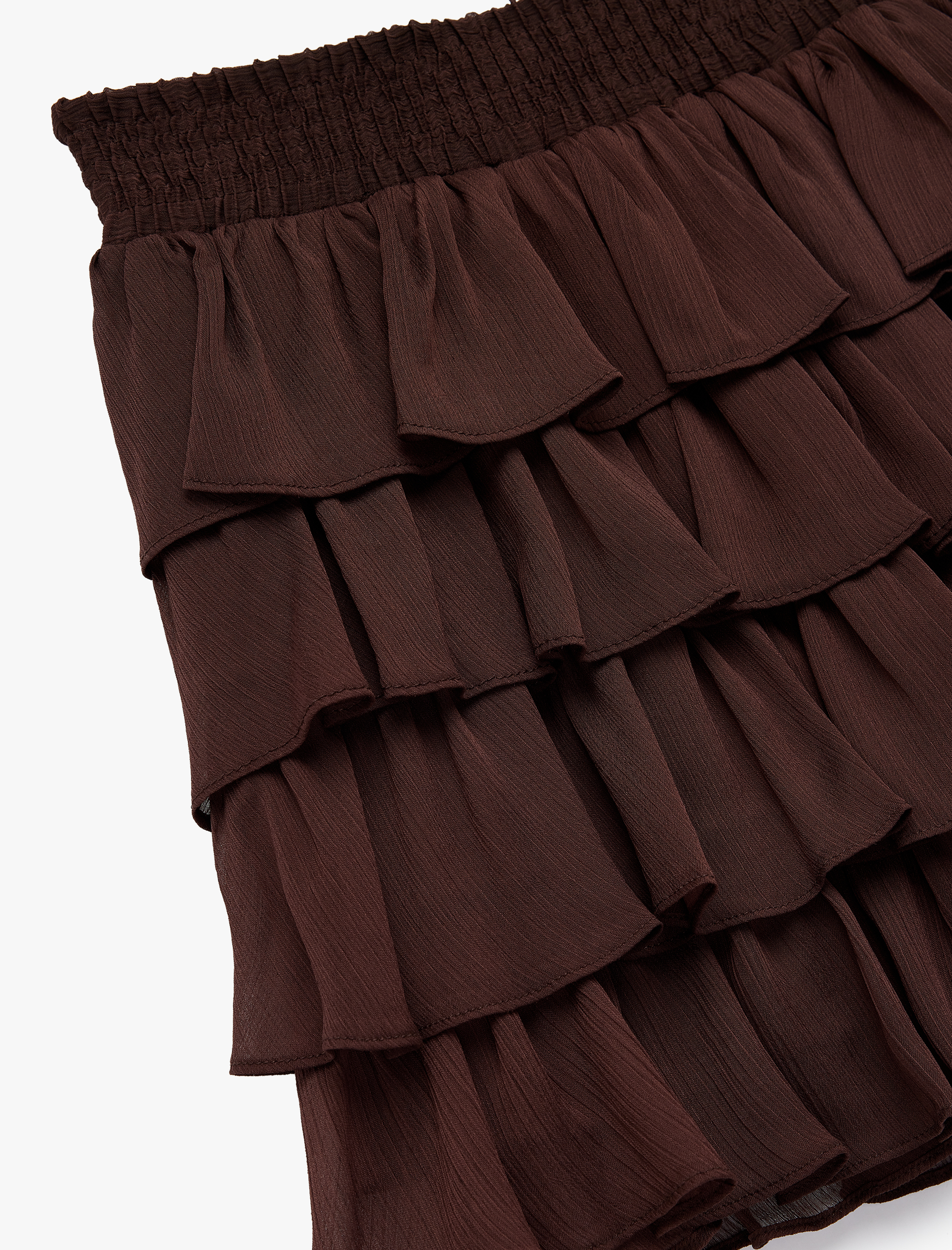   Katlı Fırfır Detaylı Mini Şifon Etek