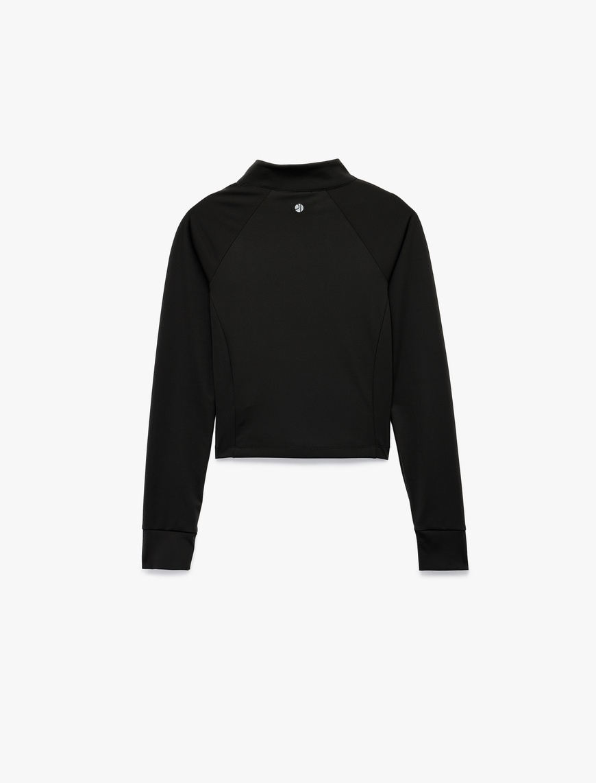   Uzun Kollu Dik Yaka Yarım Fermuarlı Spor Sweatshirt