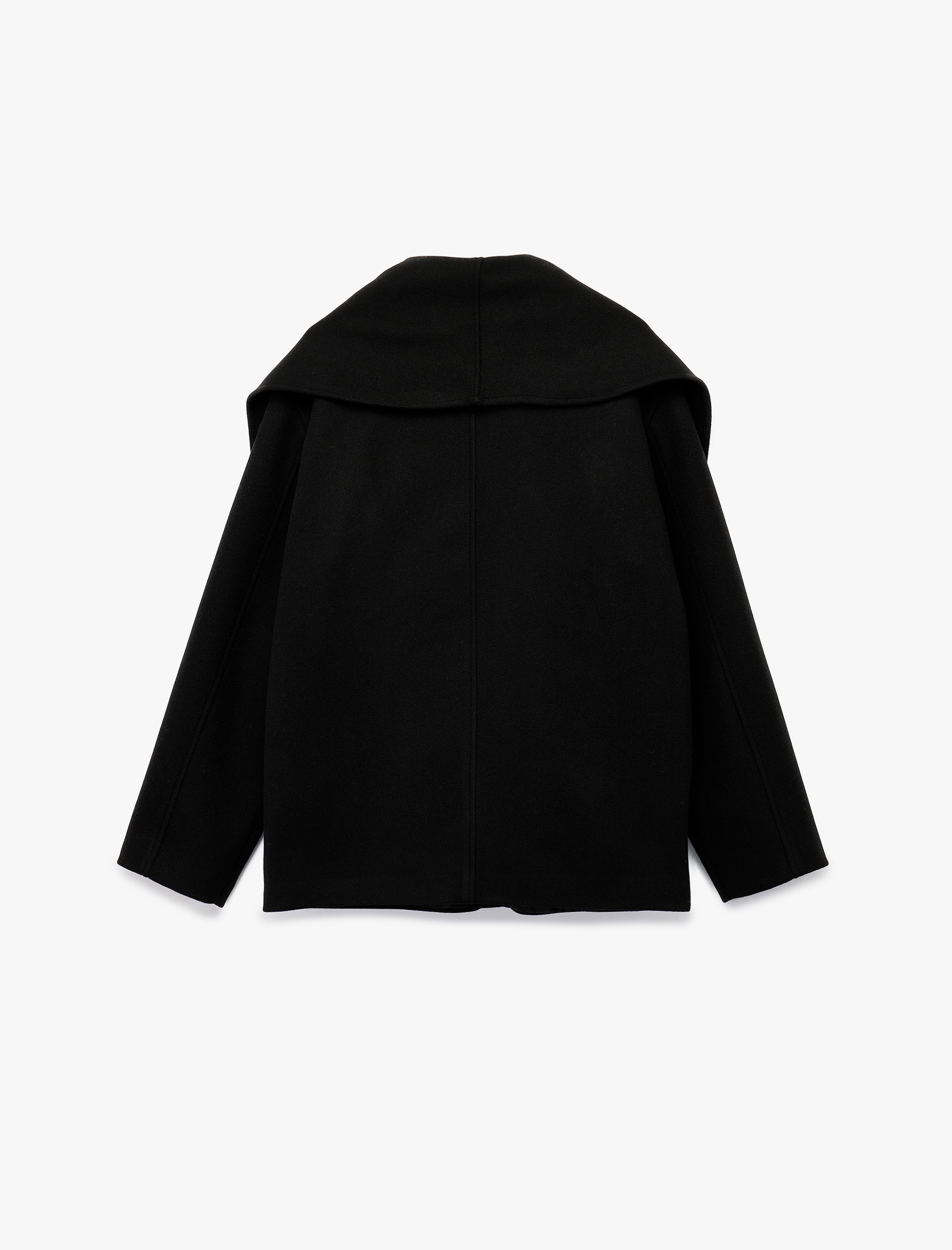   Cepli Düğmeli Uzun Kollu Atkılı Kaşe Kaban