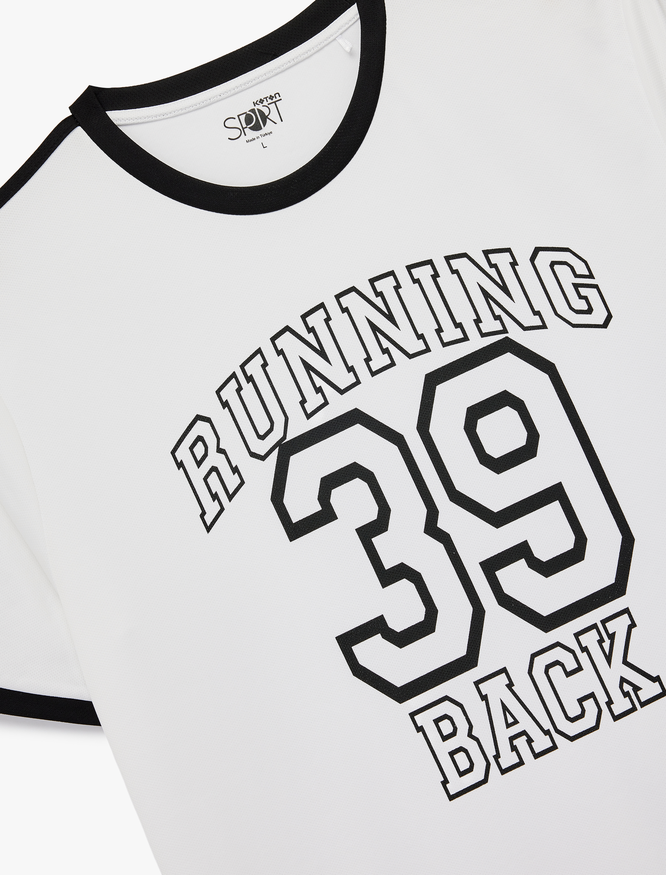   Kısa Kollu Bisiklet Yaka Renk Kontrastlı Baskılı Rahat Kesim Spor Tişört