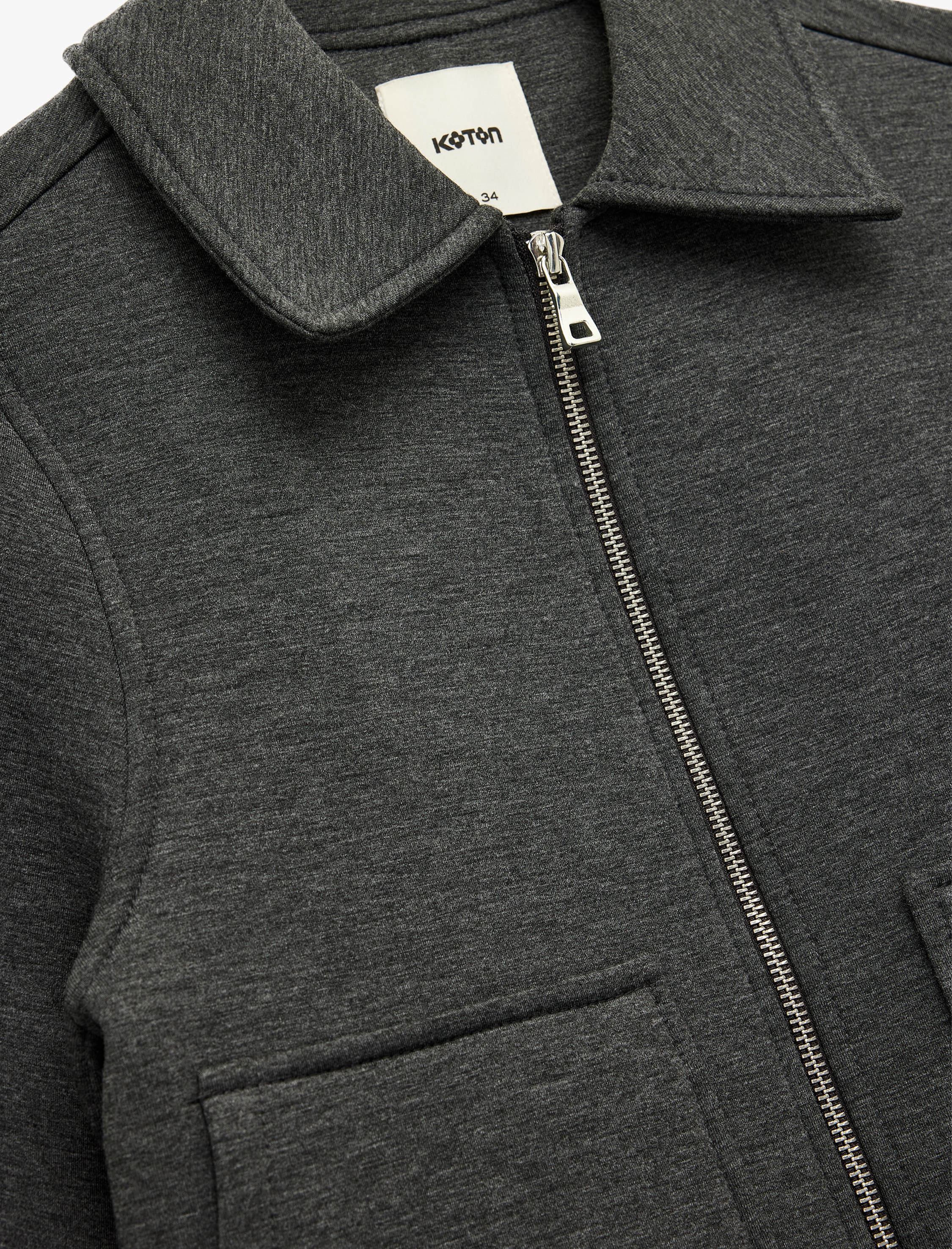   Scuba Kumaş Uzun Kollu Fermuarlı Crop Spor Ceket