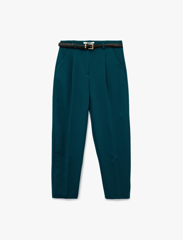  Regular Fit Cepli Kemer Detaylı Havuç Pantolon