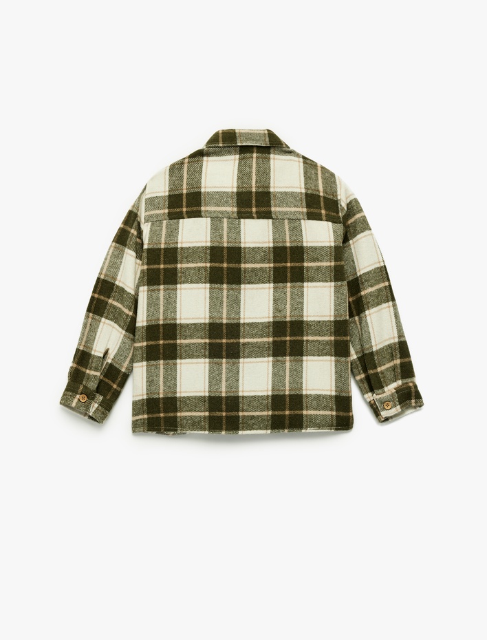 Erkek Bebek Uzun Kollu Klasik Yaka Cep Detaylı Oduncu Gömleği