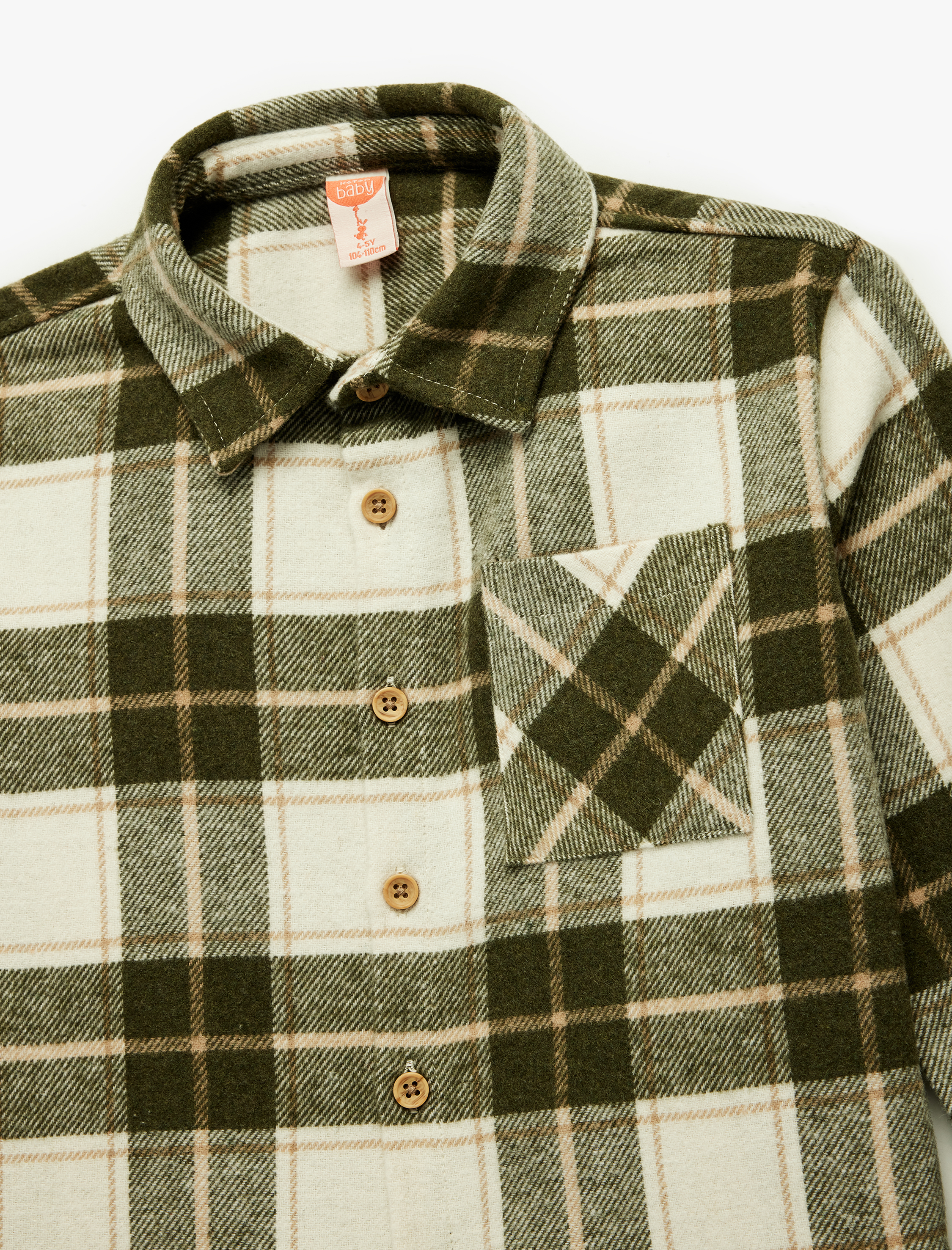  Erkek Bebek Uzun Kollu Klasik Yaka Cep Detaylı Oduncu Gömleği