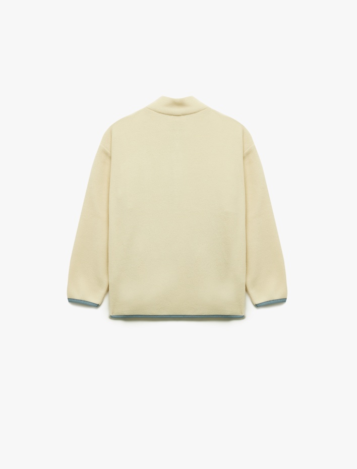 Erkek Çocuk Cep Detaylı Uzun Kollu Dik Yaka Yarım Fermuarlı Polar Sweatshirt