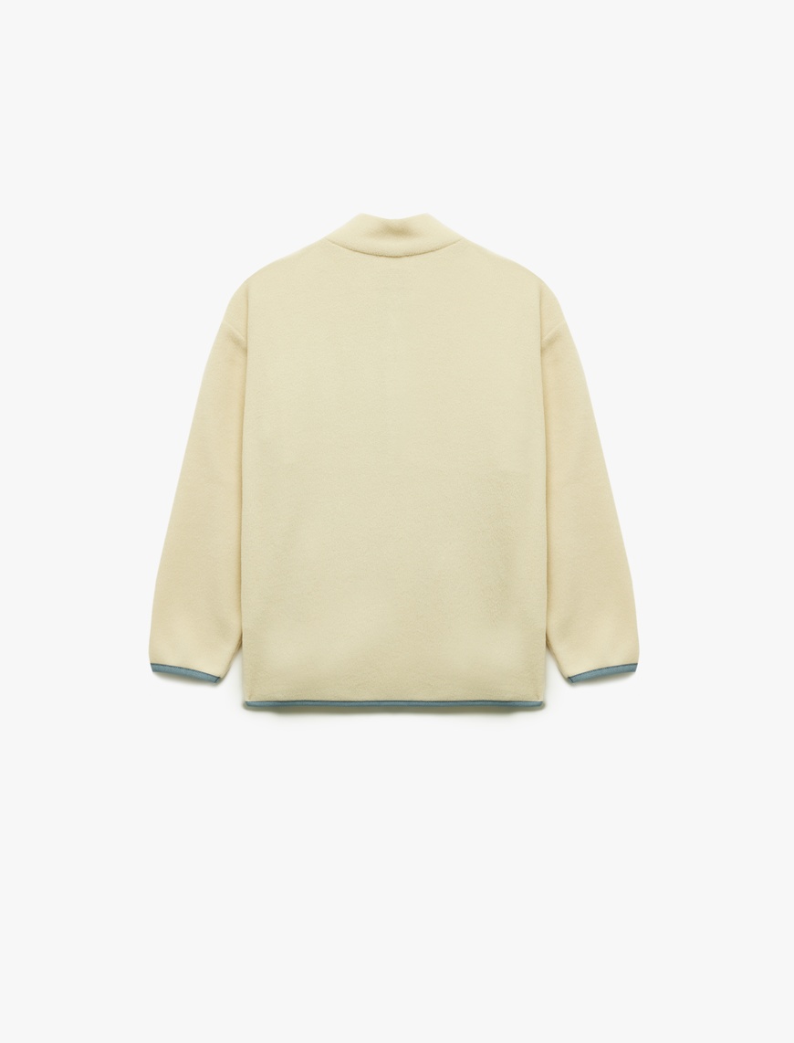  Erkek Çocuk Cep Detaylı Uzun Kollu Dik Yaka Yarım Fermuarlı Polar Sweatshirt