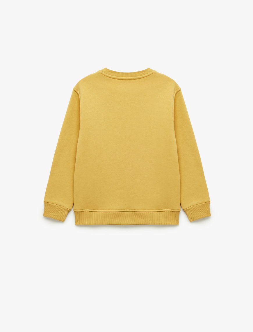  Erkek Çocuk Dinozor Baskılı Uzun Kollu Şardonlu Bisiklet Yaka Sweatshirt