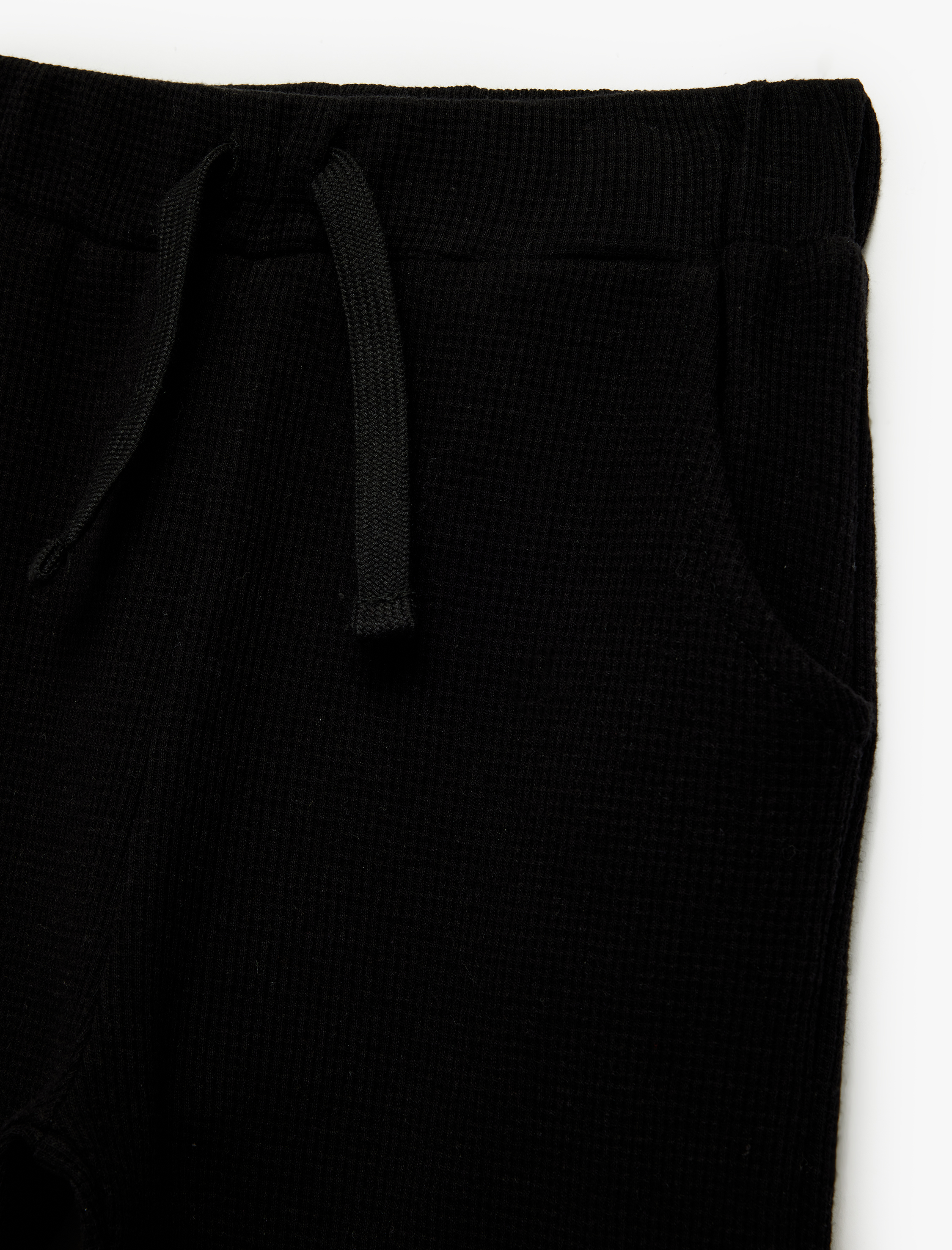  Erkek Bebek Pamuklu Waffle Dokulu Beli Bağcıklı Jogger Eşofman Altı