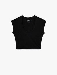 U Yaka Kısa Kollu Pamuklu Slim Fit Spor Tişört