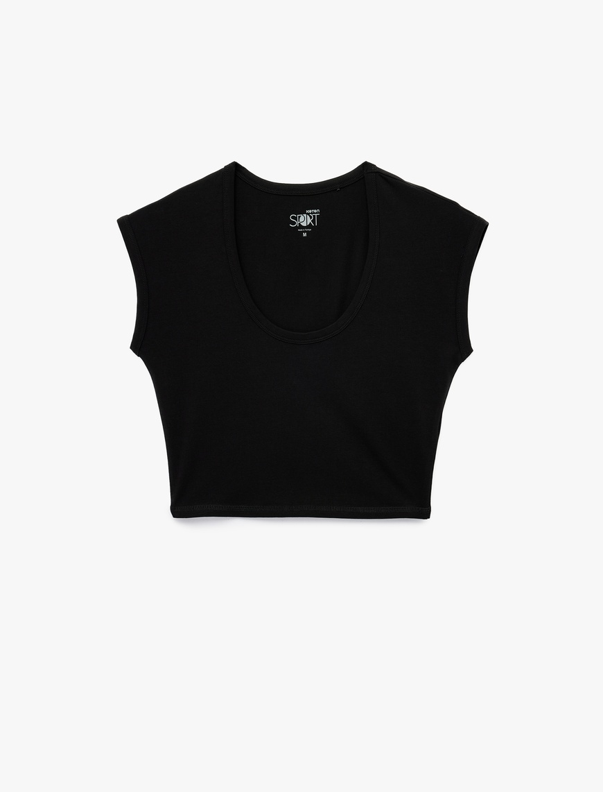   U Yaka Kısa Kollu Pamuklu Slim Fit Spor Tişört