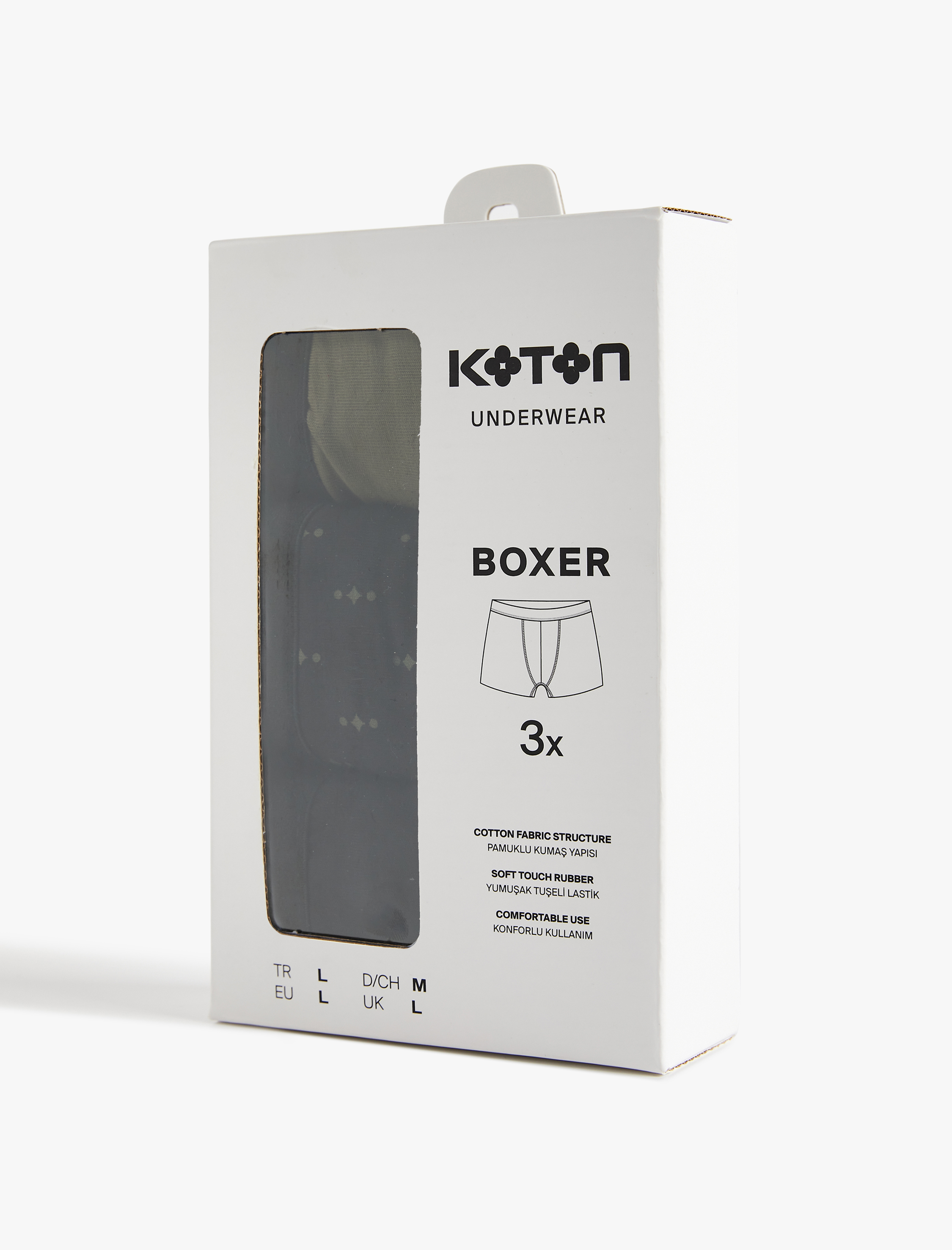   Pamuklu Desenli 3'lü Boxer Seti