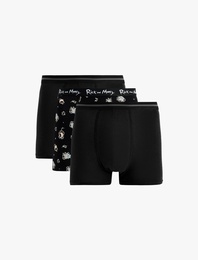 Lisanslı Rick and Morty Baskılı Pamuklu 3'lü Boxer Seti