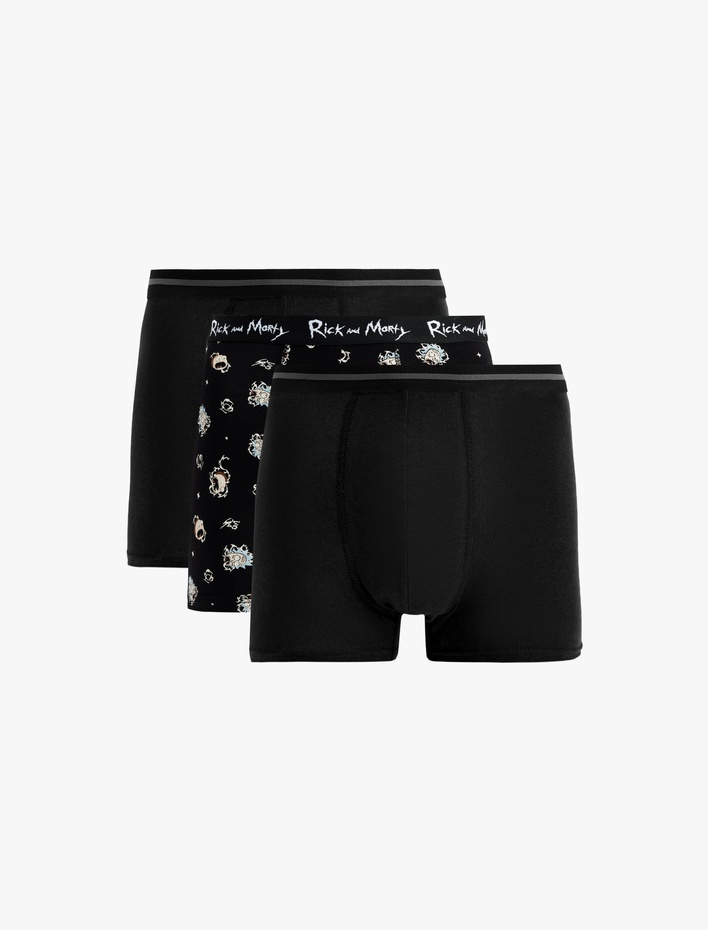  Lisanslı Rick and Morty Baskılı Pamuklu 3'lü Boxer Seti