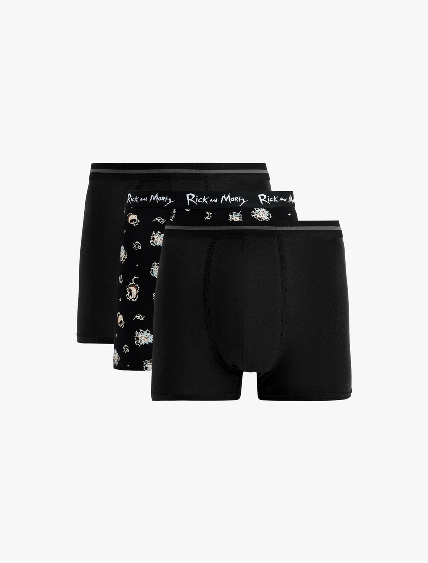  Lisanslı Rick and Morty Baskılı Pamuklu 3'lü Boxer Seti
