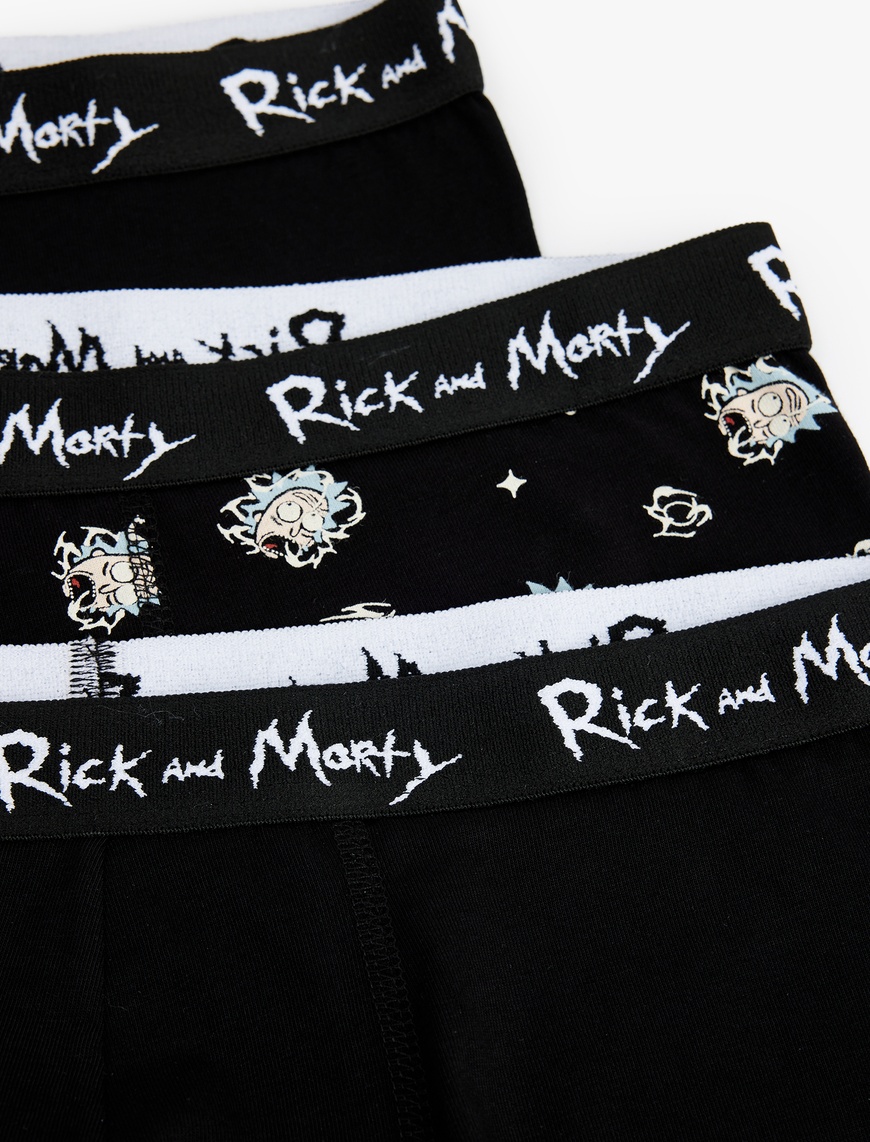   Lisanslı Rick and Morty Baskılı Pamuklu 3'lü Boxer Seti