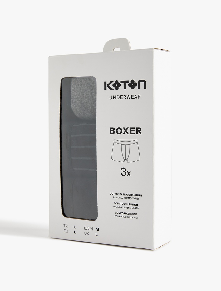  Pamuklu Desenli 3'lü Boxer Seti