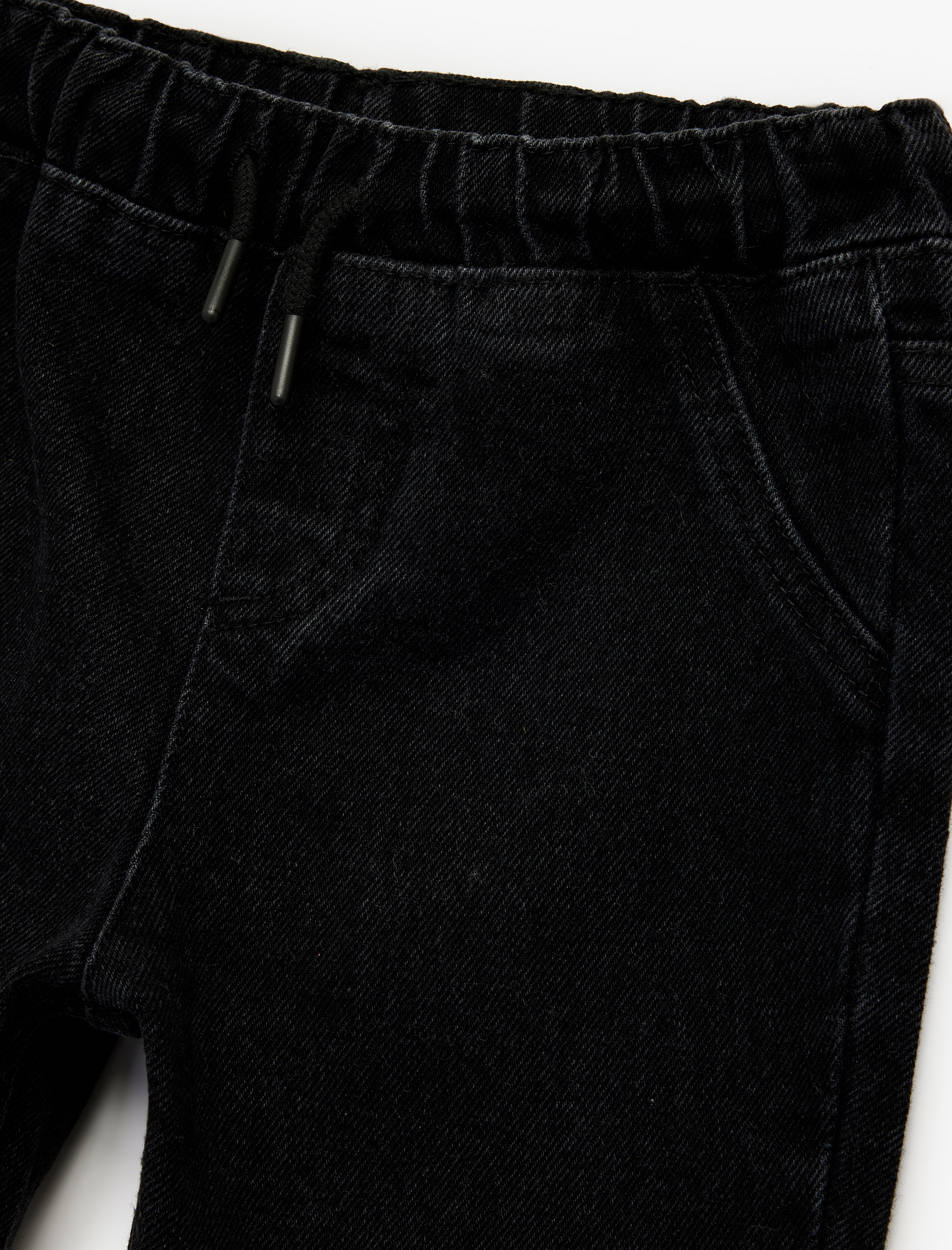 Erkek Bebek Pamuklu Rahat Kesim Beli Bağcıklı Jogger Denim Pantolon