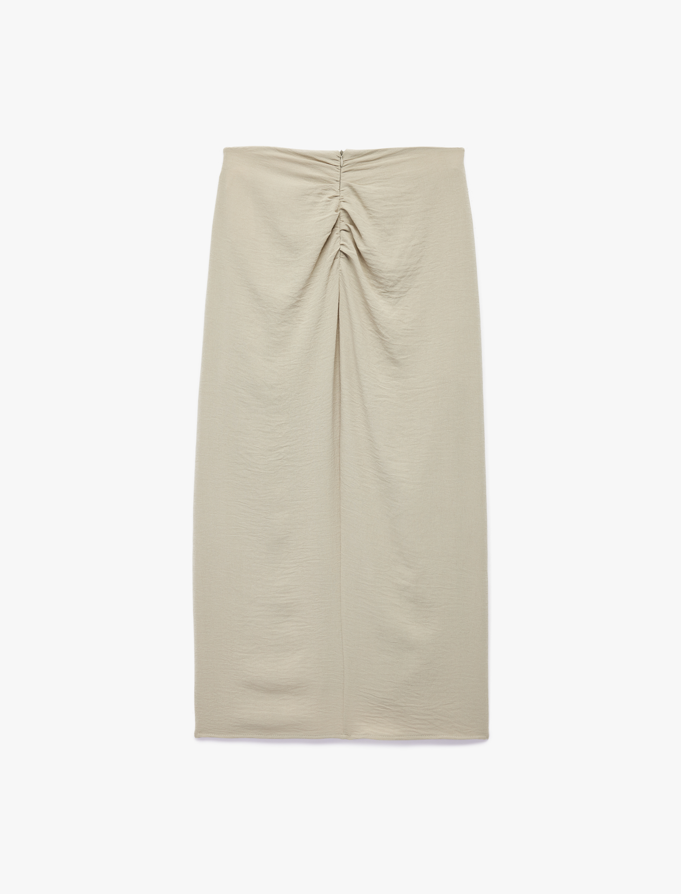   Aerobin Kumaş Drape Detaylı Taşlı Yırtmaçlı Midi Etek