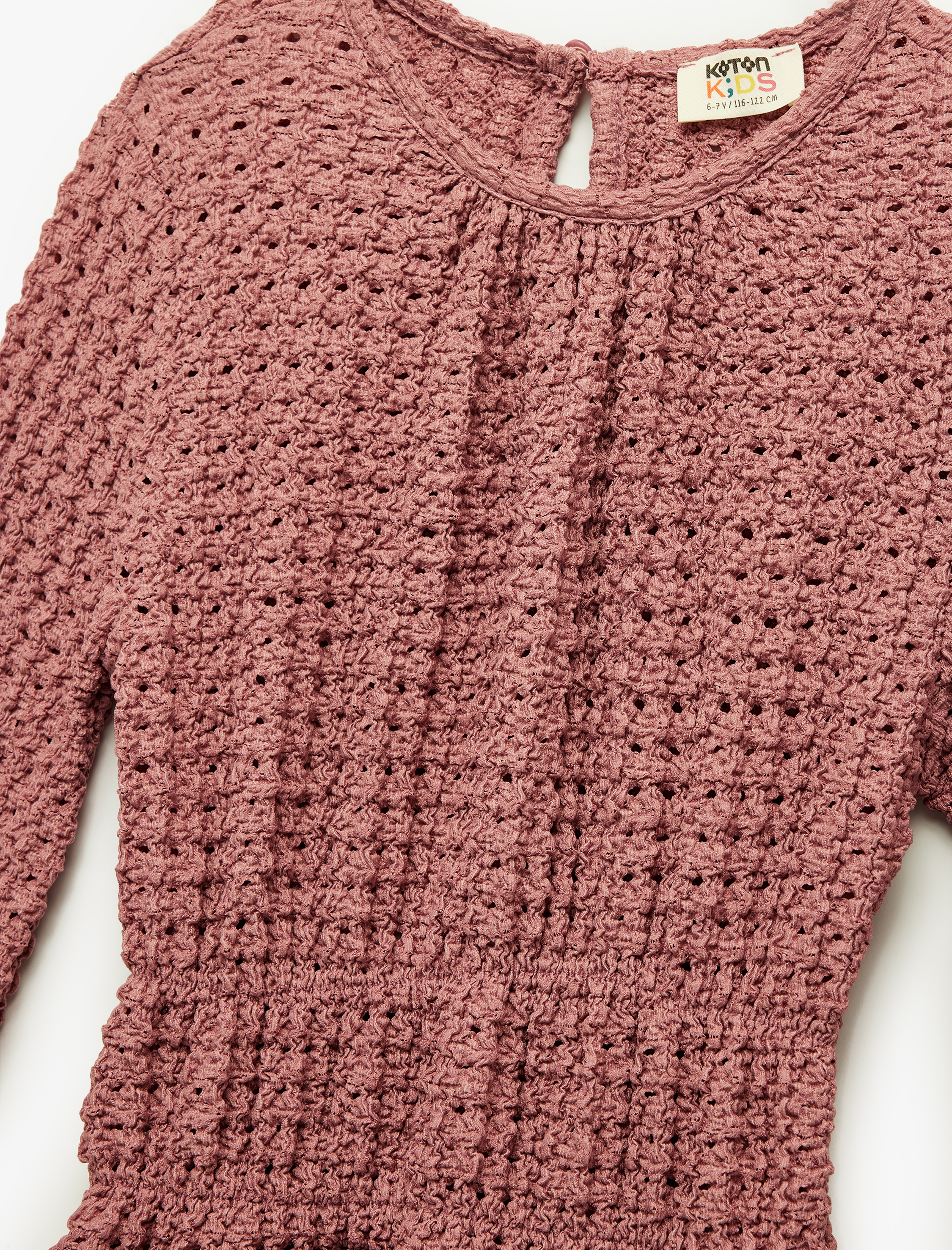  Kız Çocuk Uzun İspanyol Kollu Lastik Detaylı Bürümcük Bisiklet Yaka Bluz