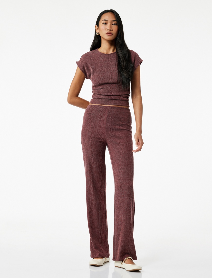   Bürümcük Kumaş Slim Fit Uzun Düz Paça Pantolon