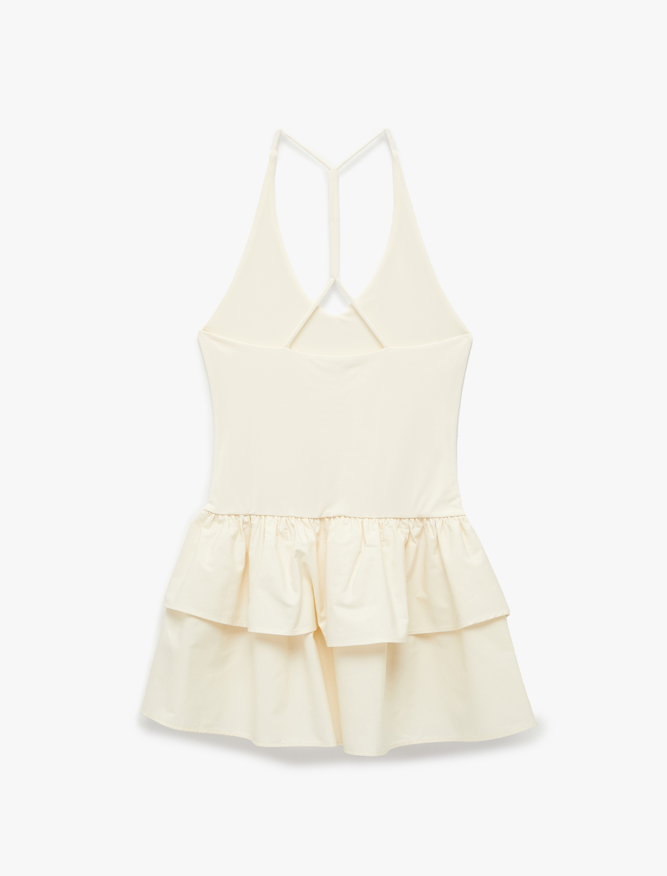   Koton X Zeynep Bastık - Sırt Dekolteli V Halter Yaka Fırfırlı Mini Elbise