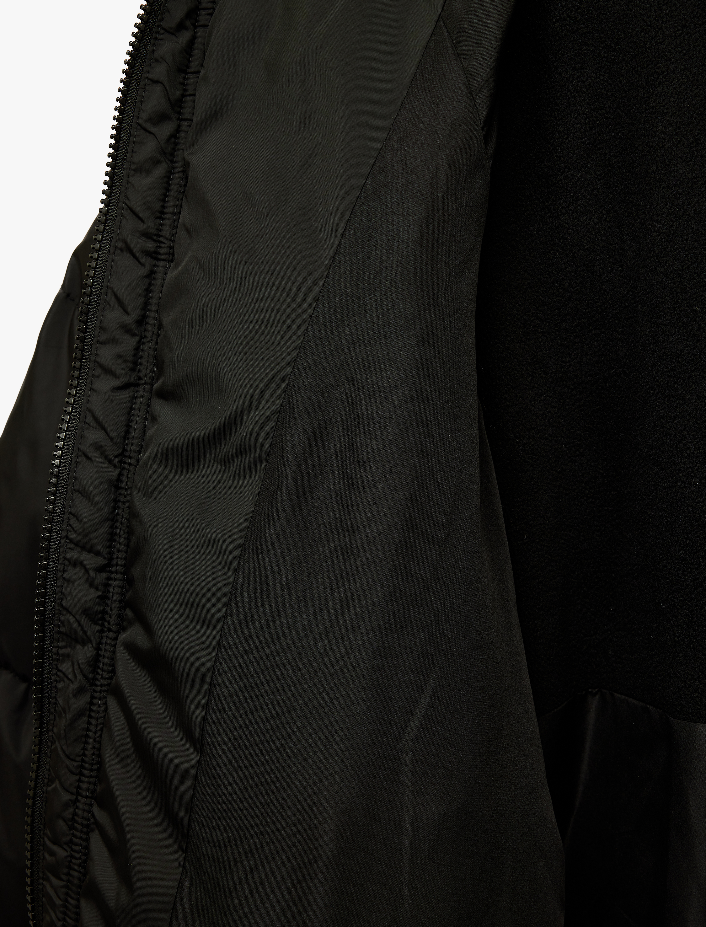   İçi Polar Astarlı Uzun Kollu Fermuarlı Su İtici Kapüşonlu Oversize Şişme Mont