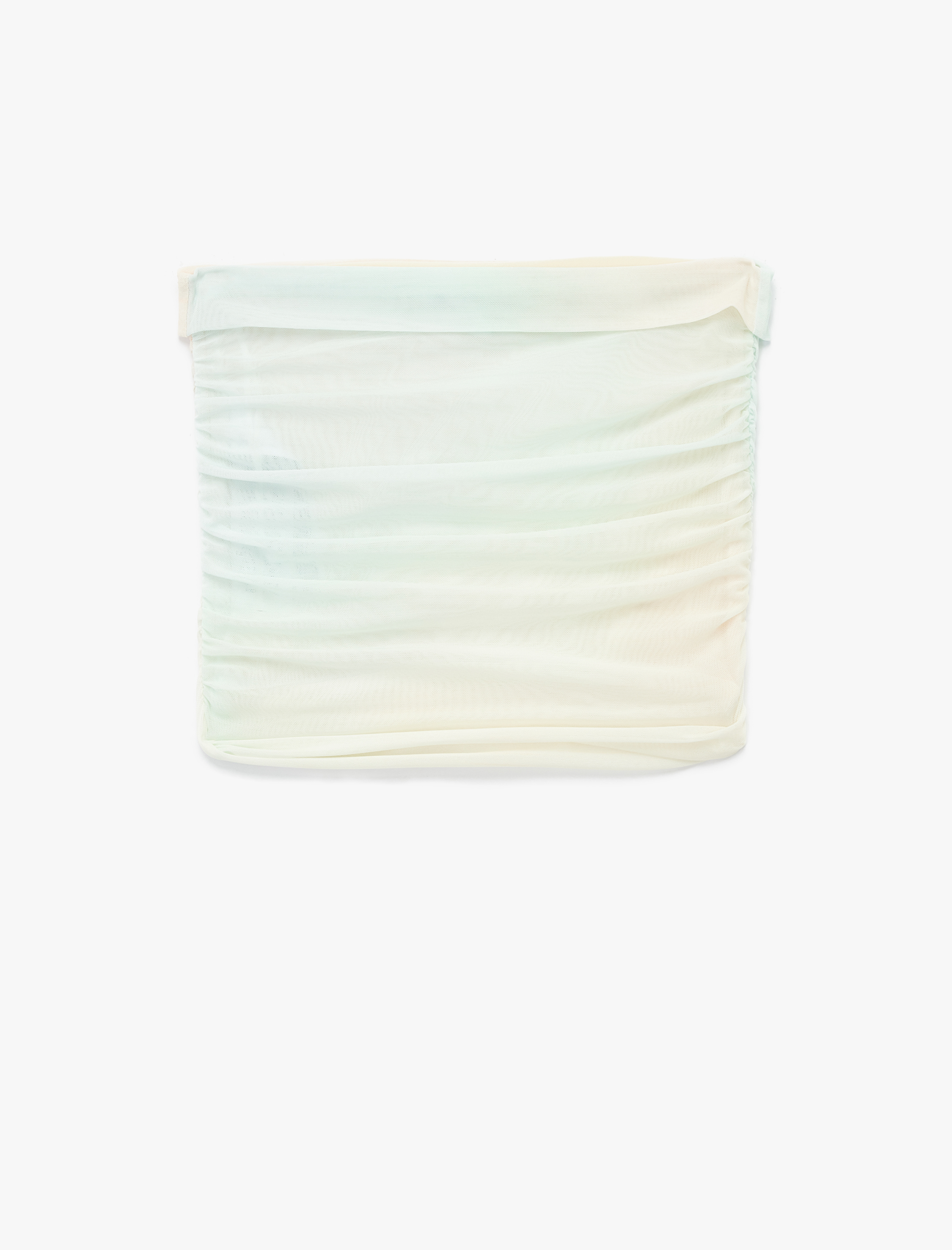   Slim Fit Drape Detaylı Crop Straplez Bluz