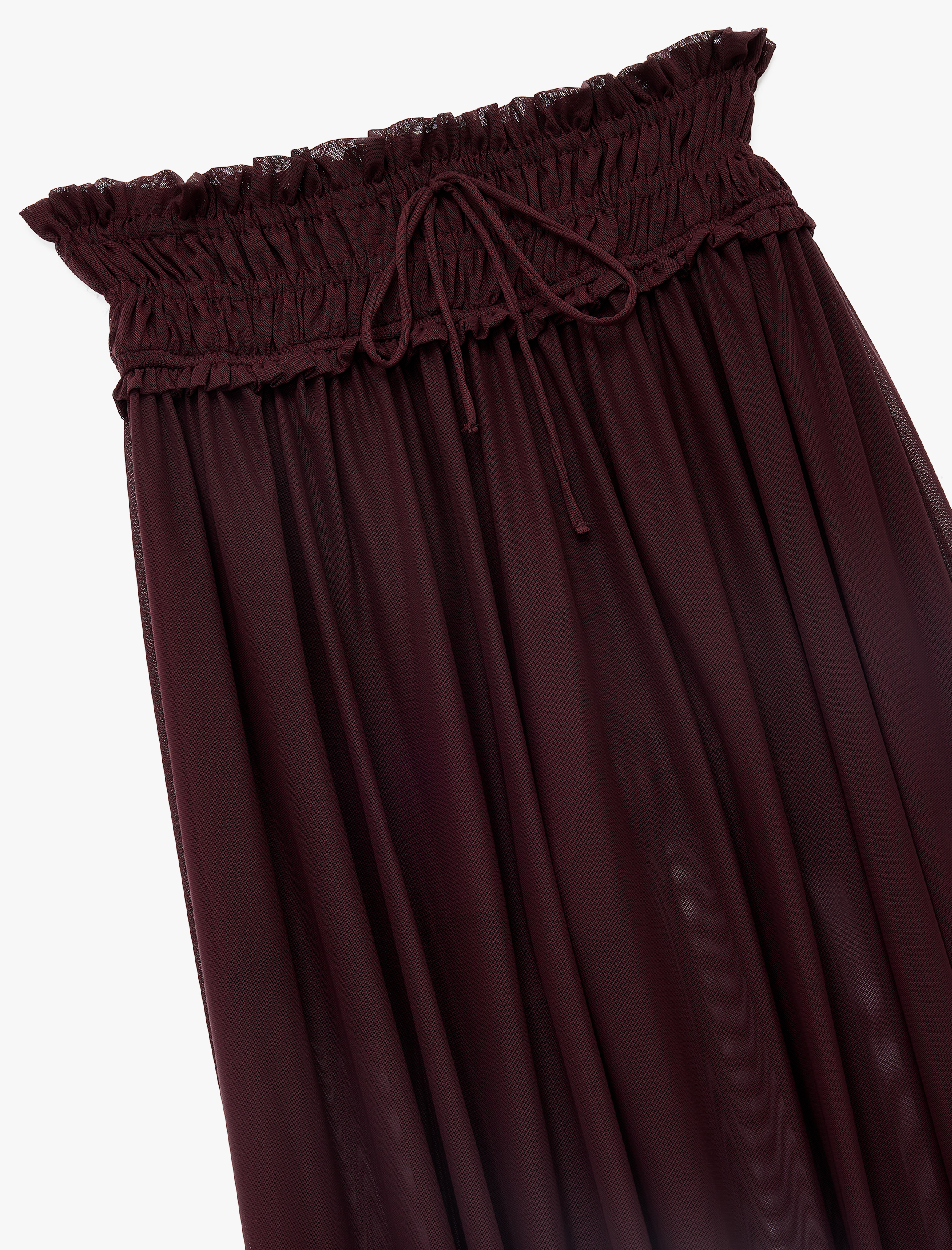   Gipeli Fiyonk Detaylı Astarlı Uzun Tül Etek