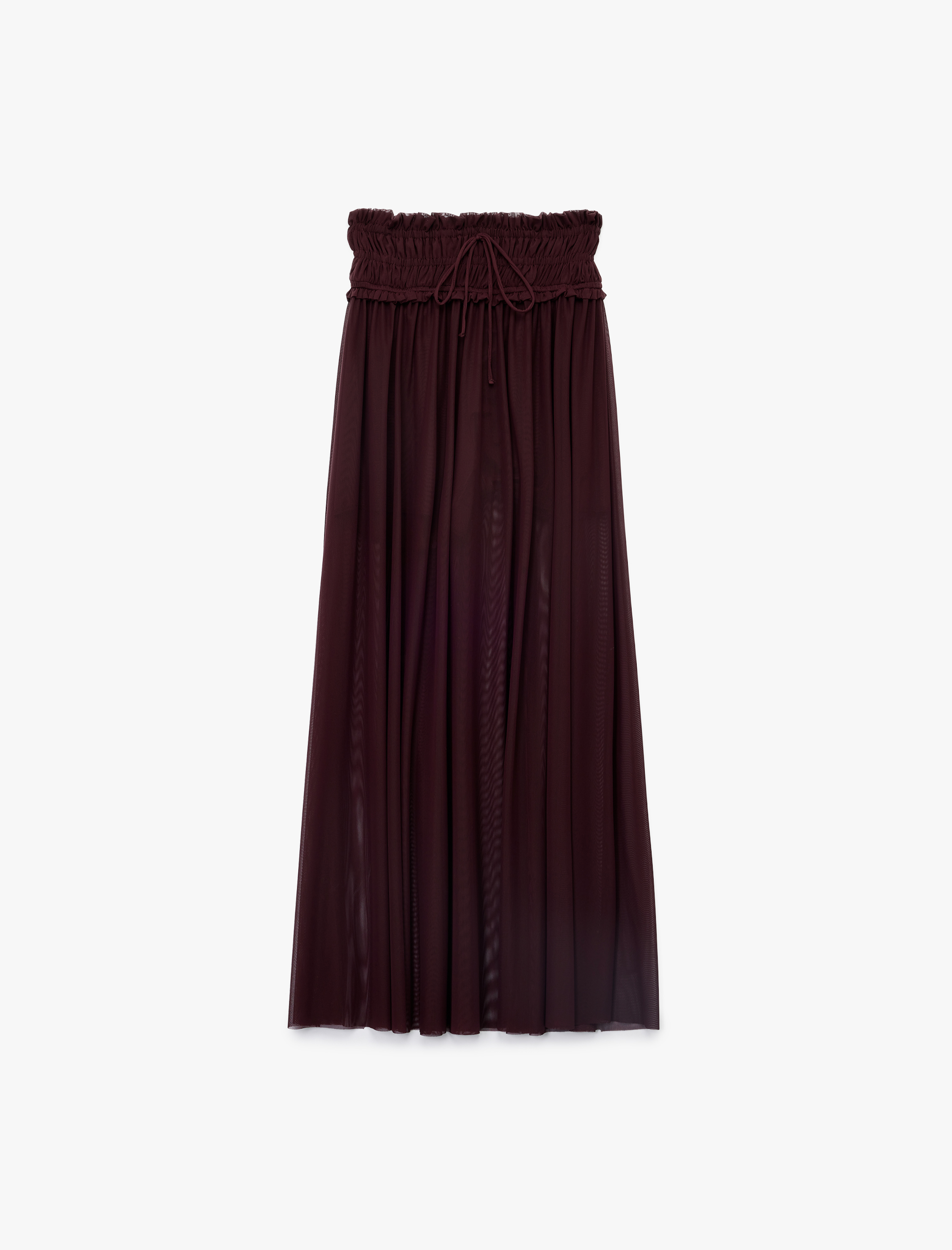   Gipeli Fiyonk Detaylı Astarlı Uzun Tül Etek