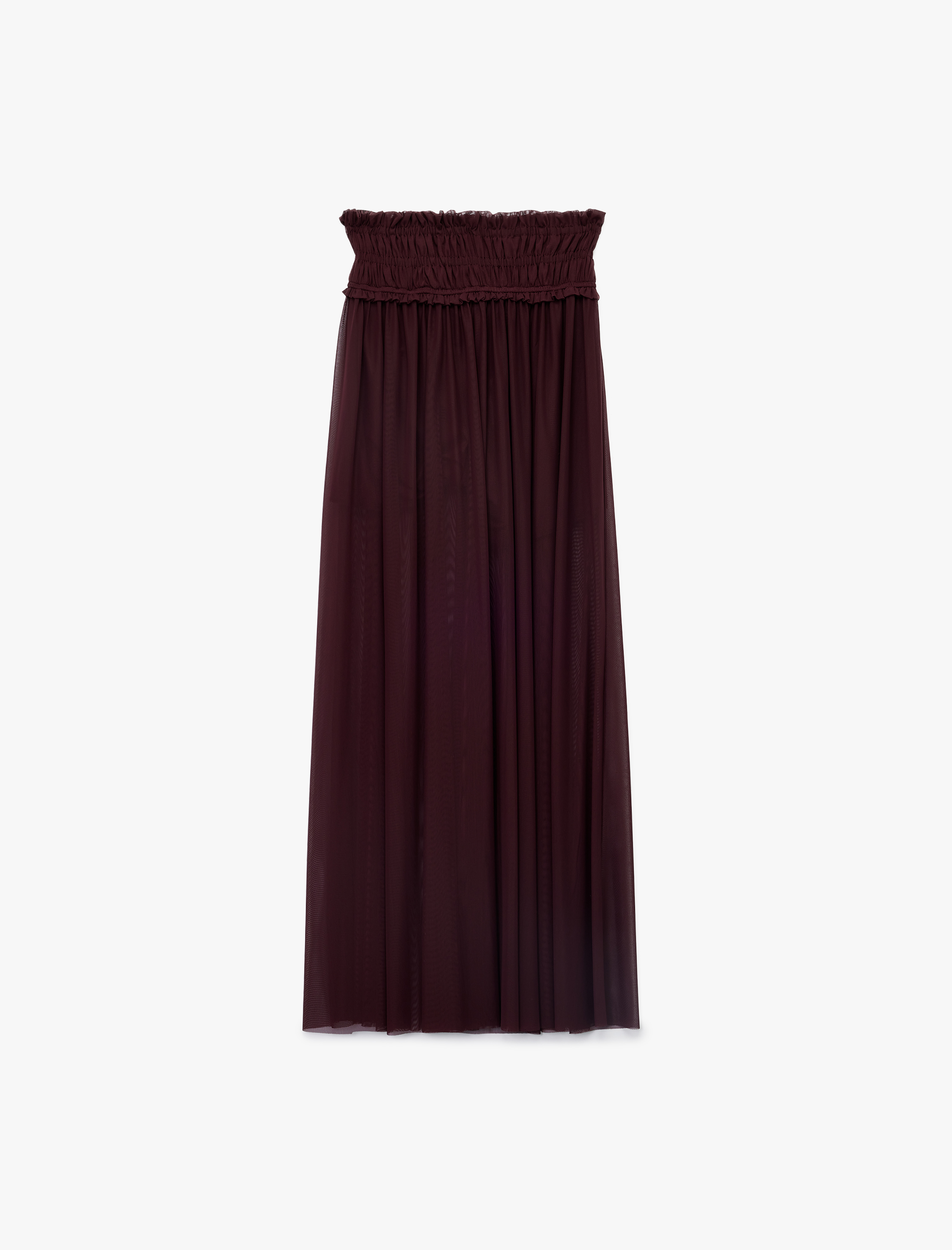   Gipeli Fiyonk Detaylı Astarlı Uzun Tül Etek